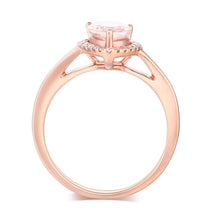 गैलरी व्यूवर में इमेज लोड करें, 0.11 CT Natural Diamond 14K Rose Gold Peach Morganite Ring