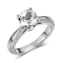 गैलरी व्यूवर में इमेज लोड करें, 0.2ct Natural Diamond 14K White Gold 1.2ct Topaz Ring