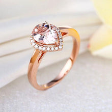 गैलरी व्यूवर में इमेज लोड करें, 0.11 CT Natural Diamond 14K Rose Gold Peach Morganite Ring