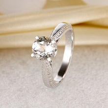 गैलरी व्यूवर में इमेज लोड करें, 0.2ct Natural Diamond 14K White Gold 1.2ct Topaz Ring