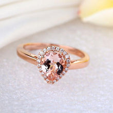 गैलरी व्यूवर में इमेज लोड करें, 0.11 CT Natural Diamond 14K Rose Gold Peach Morganite Ring