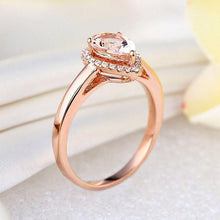 गैलरी व्यूवर में इमेज लोड करें, 0.11 CT Natural Diamond 14K Rose Gold Peach Morganite Ring