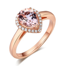गैलरी व्यूवर में इमेज लोड करें, 0.11 CT Natural Diamond 14K Rose Gold Peach Morganite Ring
