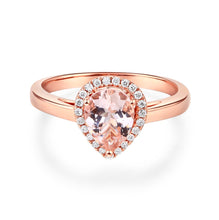 गैलरी व्यूवर में इमेज लोड करें, 0.11 CT Natural Diamond 14K Rose Gold Peach Morganite Ring