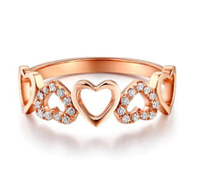गैलरी व्यूवर में इमेज लोड करें, 0.12ct Natural Diamonds 14K Rose Gold Heart Ring