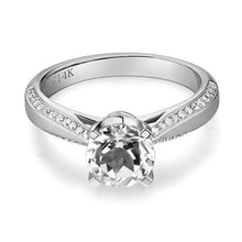 गैलरी व्यूवर में इमेज लोड करें, 0.2ct Natural Diamond 14K White Gold 1.2ct Topaz Ring