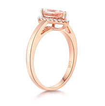 गैलरी व्यूवर में इमेज लोड करें, 0.11 CT Natural Diamond 14K Rose Gold Peach Morganite Ring