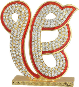 Divine Gifts & Artificial Jewellery Ek Om Kar Red Stone Small Prince Stand Showpiece  -  6.5 cm