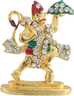 Divine Gifts & Artificial Jewellery Hanuman Pahar Golden Naino Brass Stone Stand Showpiece Showpiece  -  4.5 cm