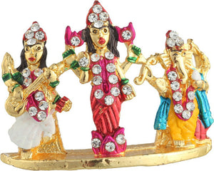 Divine Gifts & Artificial Jewellery Laxmi Ganesha Saraswati Stand Showpiece  -  3 cm